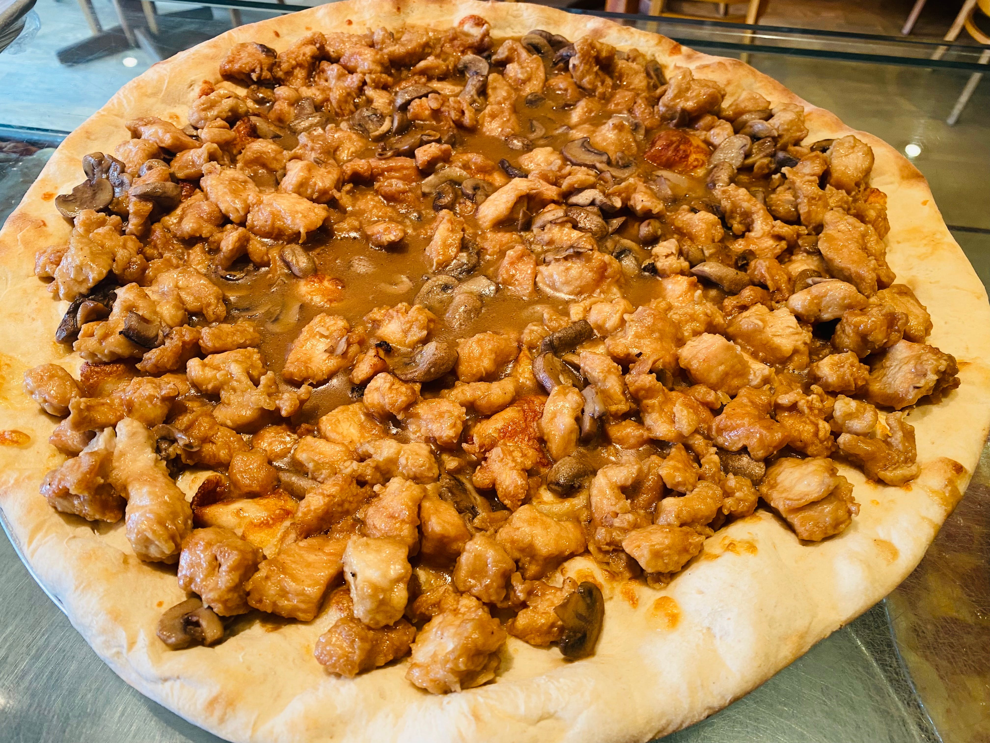 Order Chicken Marsala Pizza - Large 18'' (8 Slices) food online from Pizza Station store, Katonah on bringmethat.com