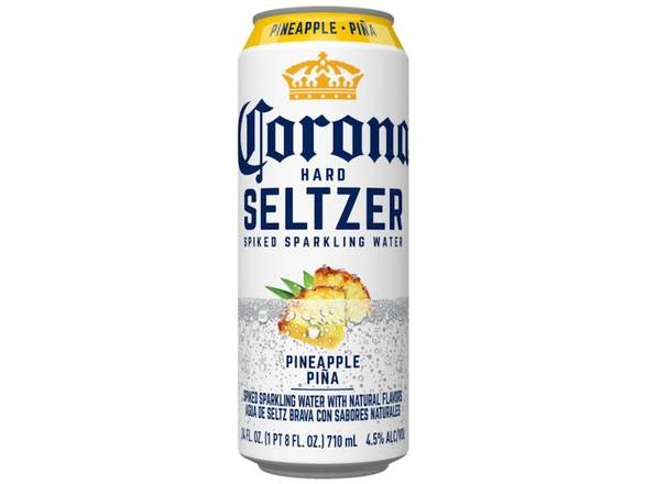 Order Corona Hard Seltzer Pineapple Gluten Free Spiked Sparkling Water - 24oz Can food online from Shell Beach Liquor & Deli store, Pismo Beach on bringmethat.com