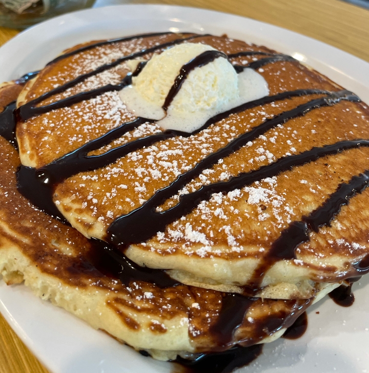 Order Chocolate Chip Pancakes food online from Monkey Business Cafe store, Fullerton on bringmethat.com