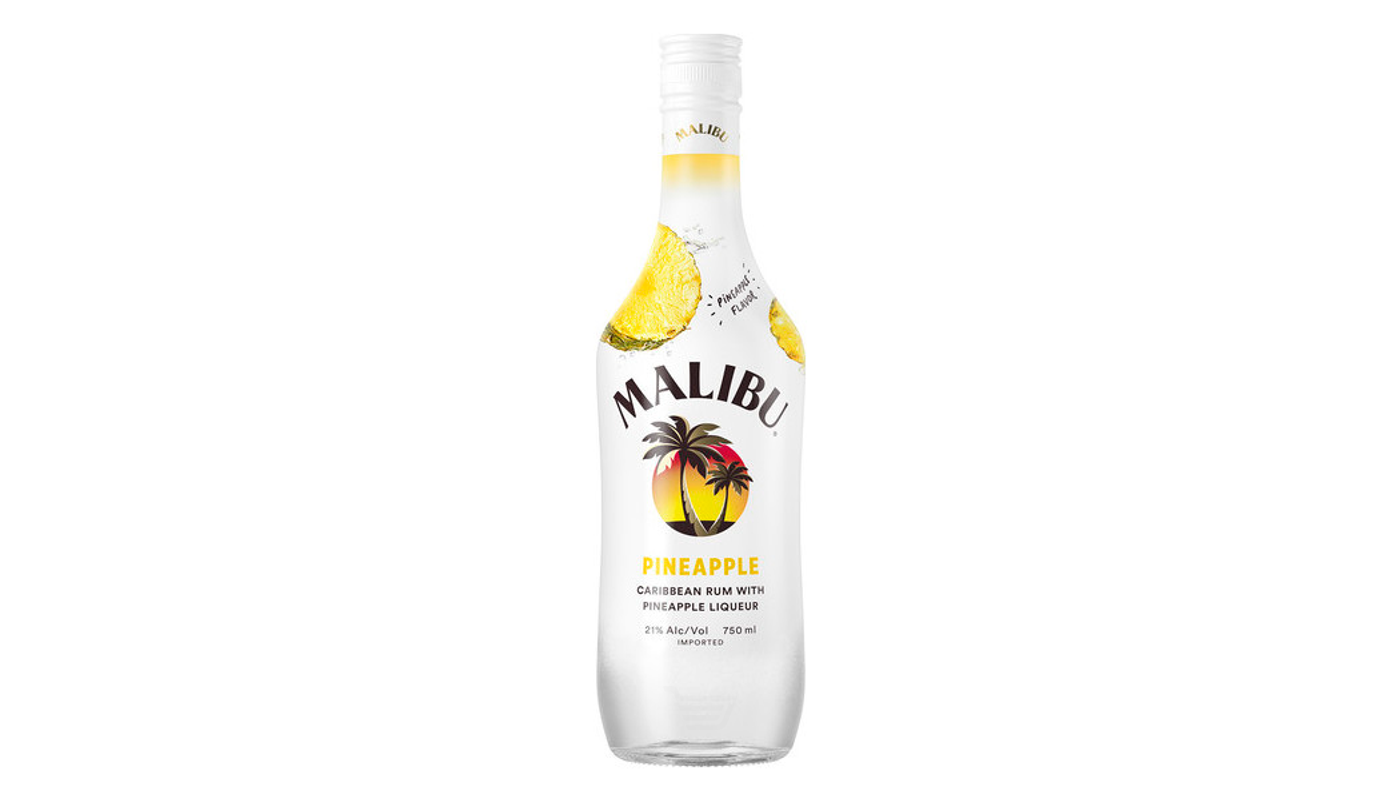 Order Malibu Pineapple Rum 750mL food online from Spikes Bottle Shop store, Chico on bringmethat.com