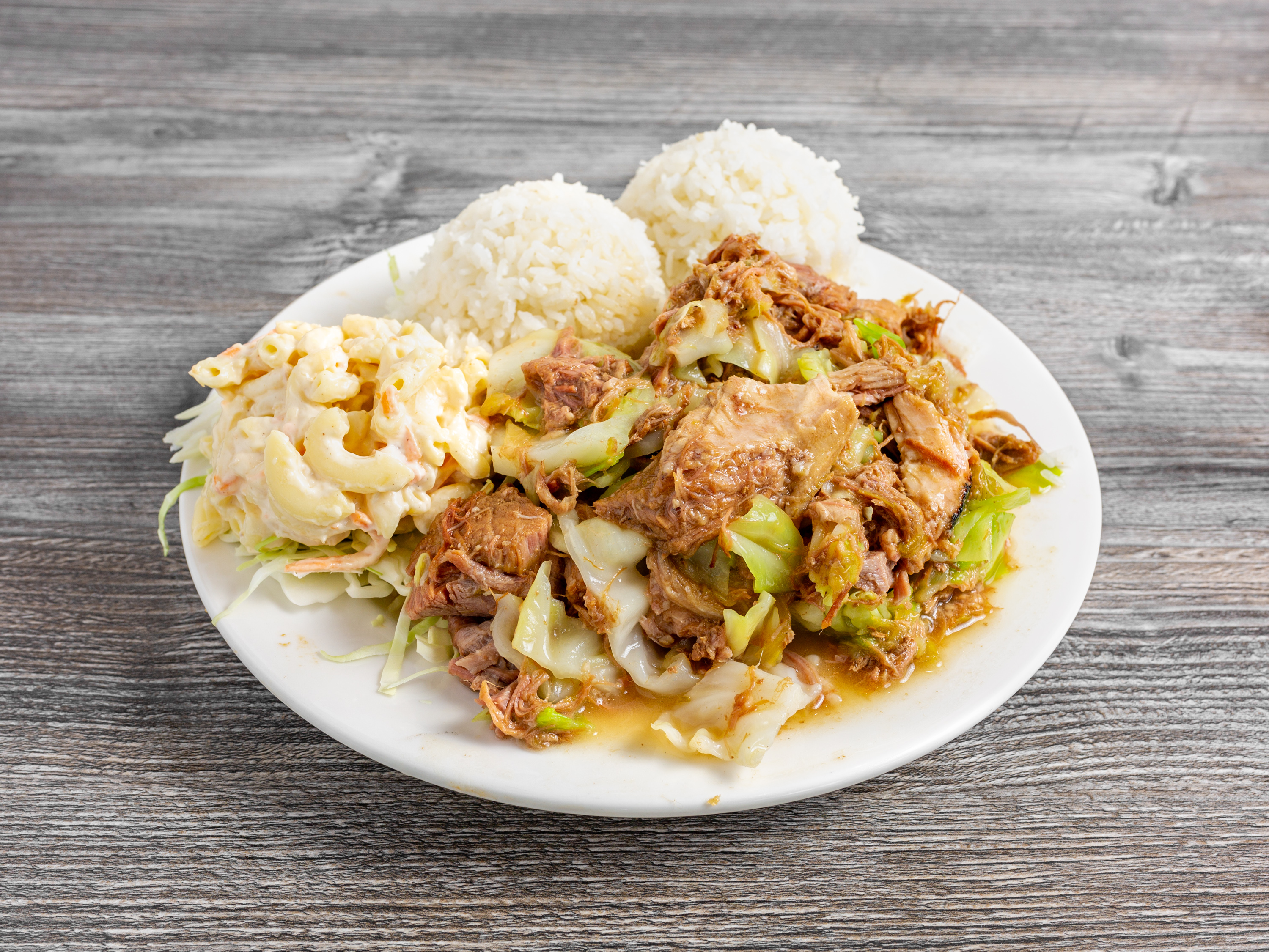 Order Kalua Pork Plate food online from Lulu Hawaiian Bbq store, Las Vegas on bringmethat.com