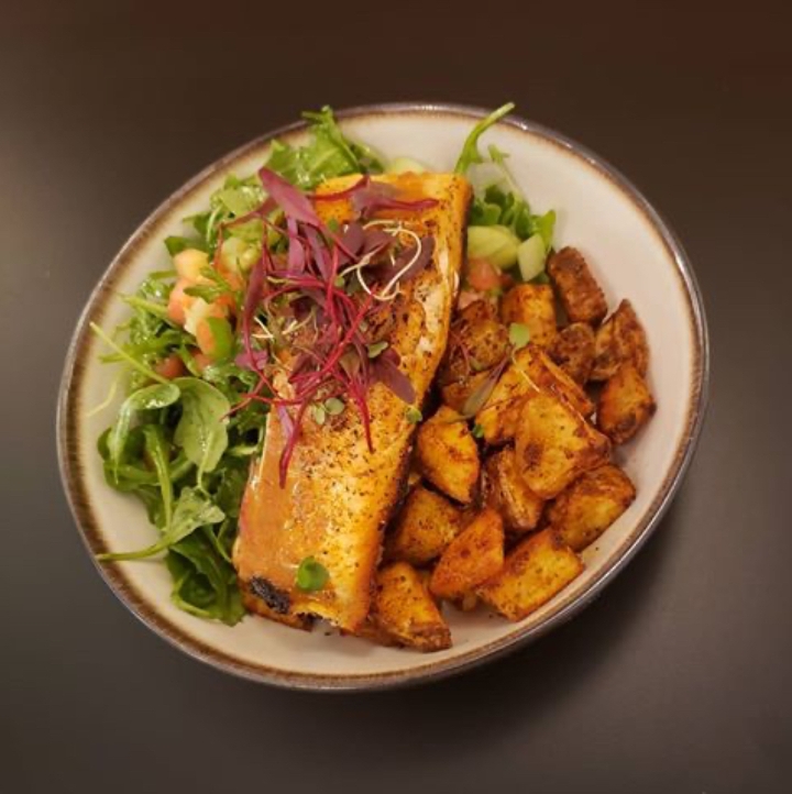 Order Freshly Grilled Salmon food online from Bakeristor Cafe store, Linden on bringmethat.com