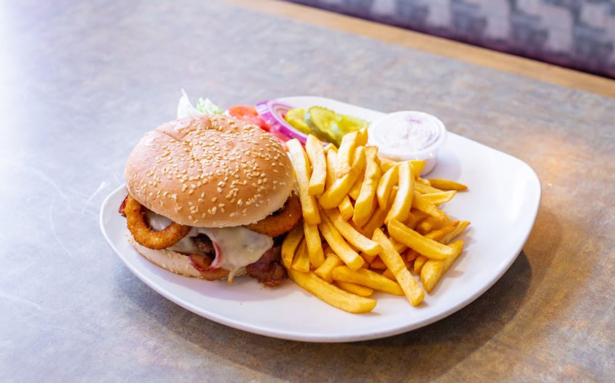 Order Texas Burger food online from Pizza Station store, Vernon on bringmethat.com