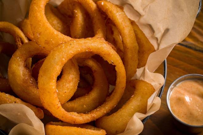 Order Onion Rings (Vegetarian) food online from The Rock Wood Fired Pizza store, Federal Way on bringmethat.com