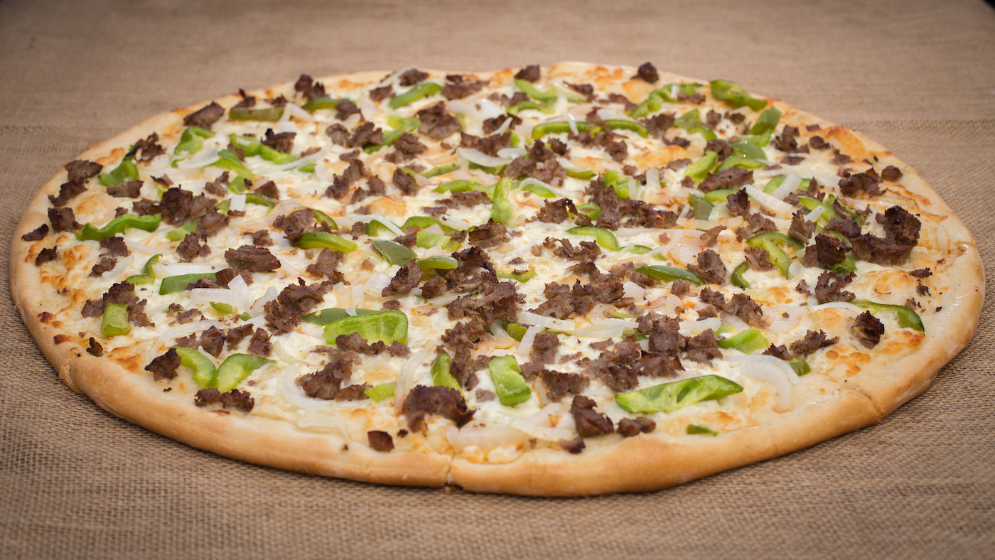 Order Philly Steak Pizza food online from Golden Desserts store, Albany on bringmethat.com
