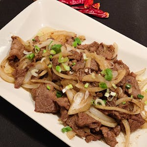 Order L1.孜然羊肉 cumin lamb  food online from Red Pepper Chinese Restaurant store, Lawrence on bringmethat.com
