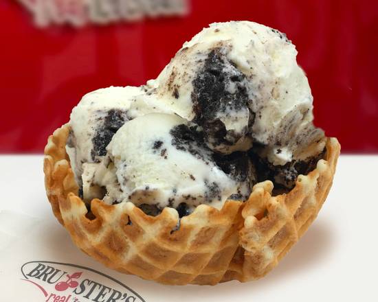 Order Regular Waffle Dish - Three (3) scoops of ice cream food online from Bruster's Real Ice Cream store, Raleigh on bringmethat.com