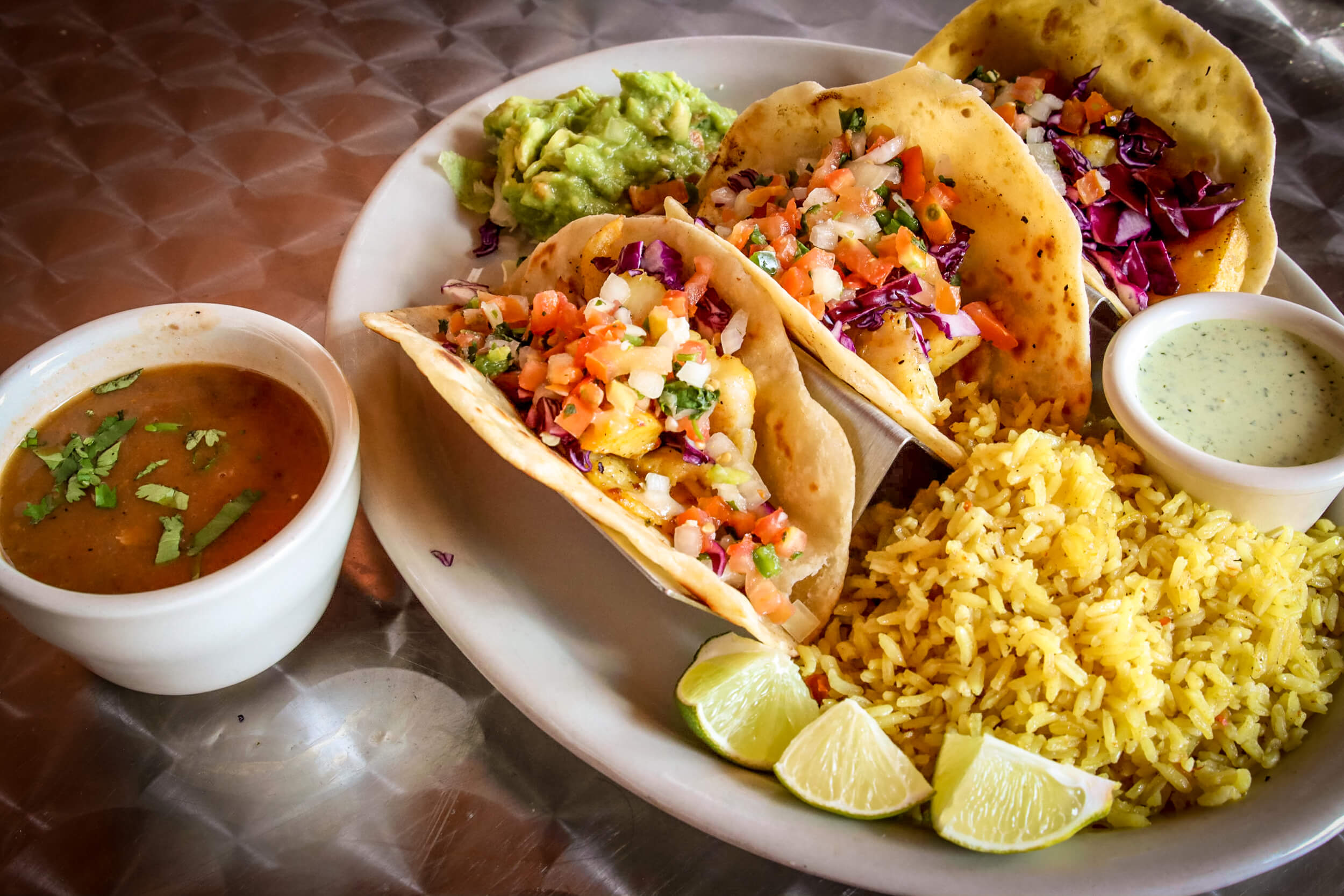 Order Fish Tacos food online from Julios Mexican Grill store, Spring on bringmethat.com