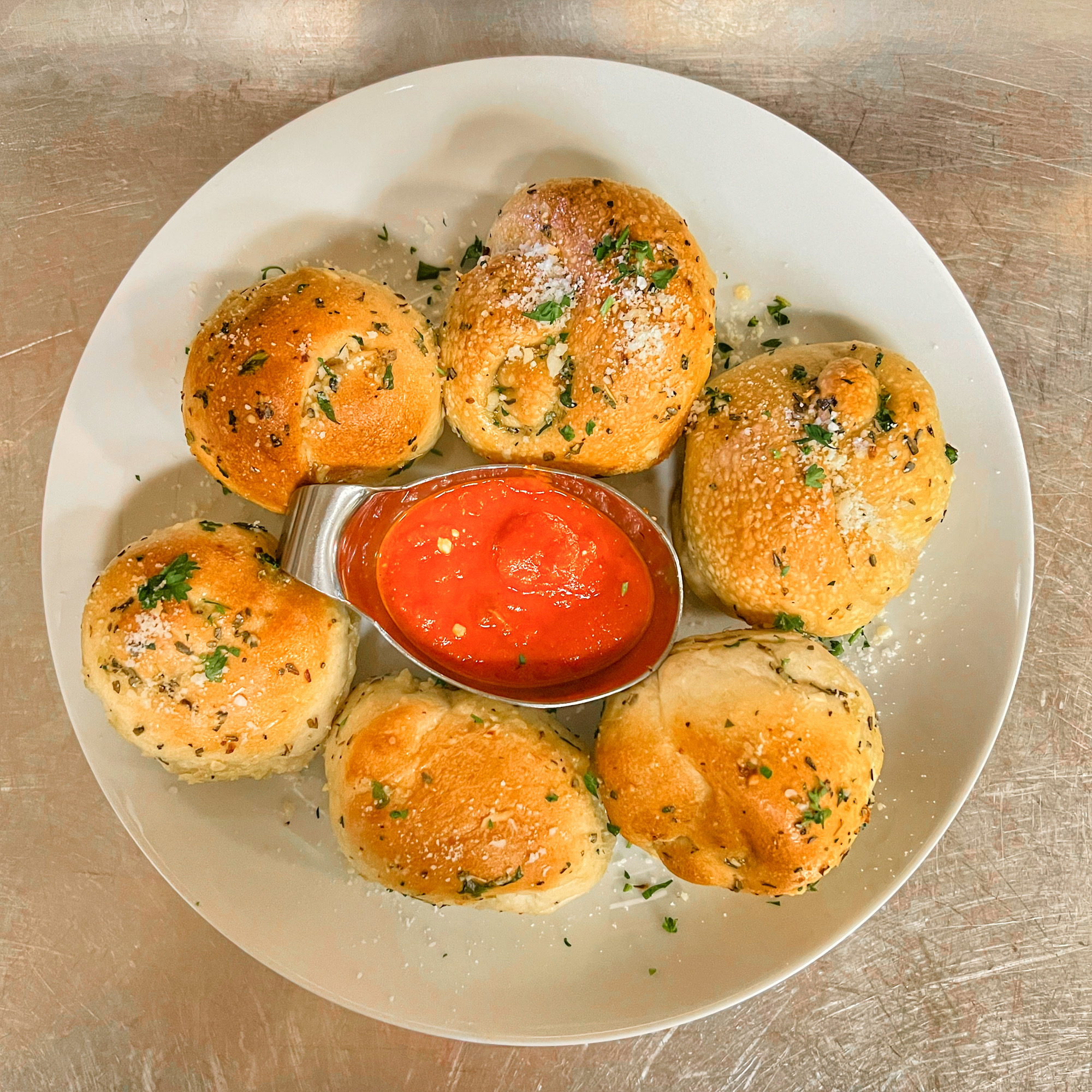 Order Garlic Parmesan Knots food online from Amore store, Stamford on bringmethat.com