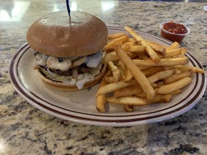 Order Mushroom Swiss Burger (580-760 cal) food online from Leo Coney Island store, Shelby Charter Township on bringmethat.com