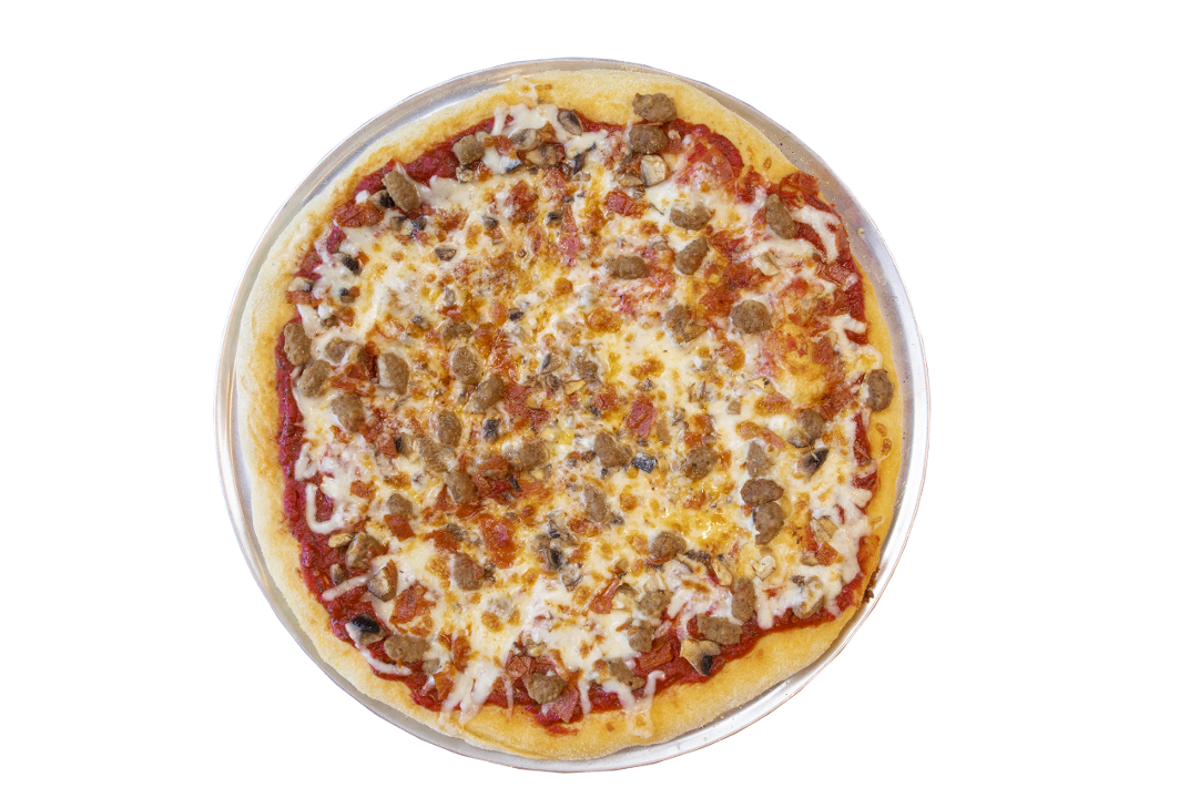Order 14"Mushroom, Pepperoni & Sausage food online from Crushed Red store, Overland Park on bringmethat.com