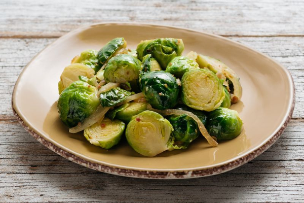 Order Roasted Brussels Sprouts With Turkey Bacon - Large food online from Urban Plates store, Pasadena on bringmethat.com