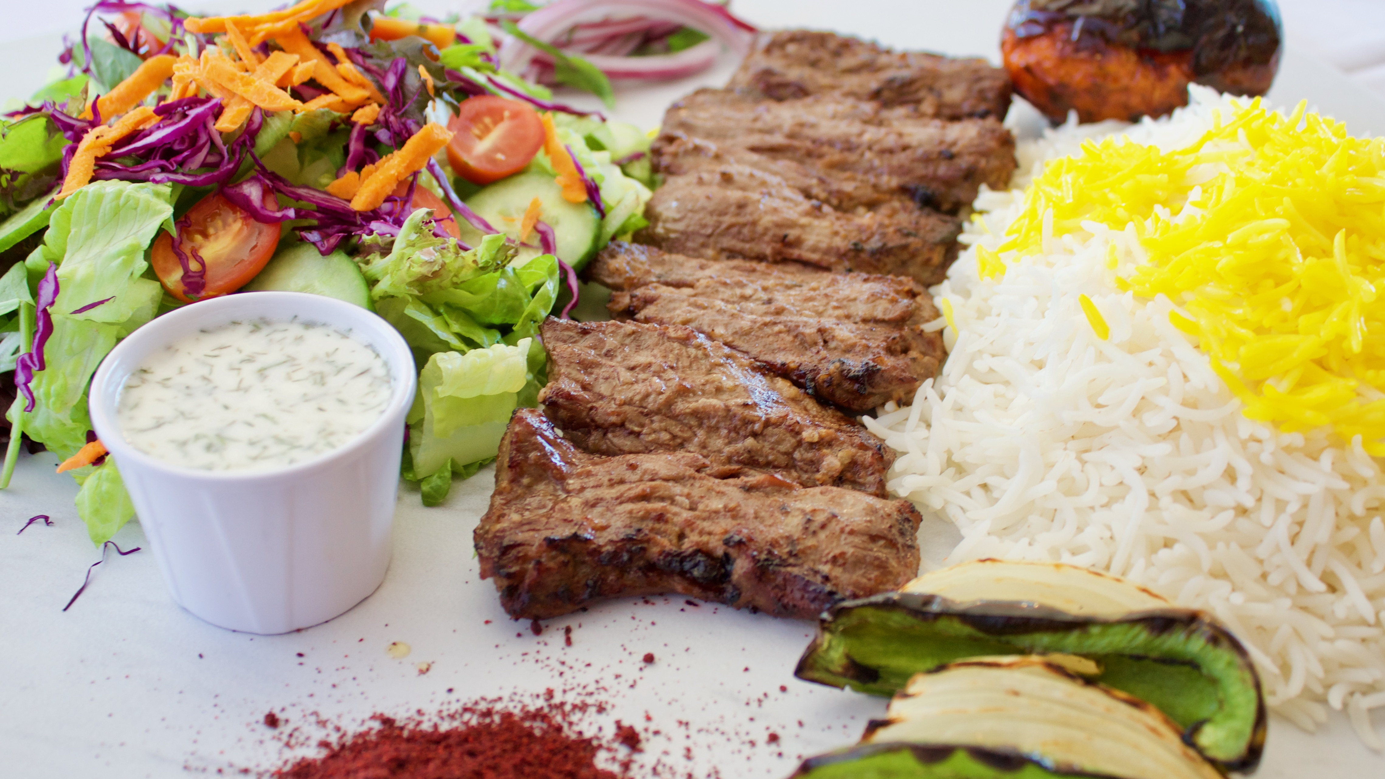Order Beef Shish Kebab food online from Malek's Restaurant store, Winnetka on bringmethat.com