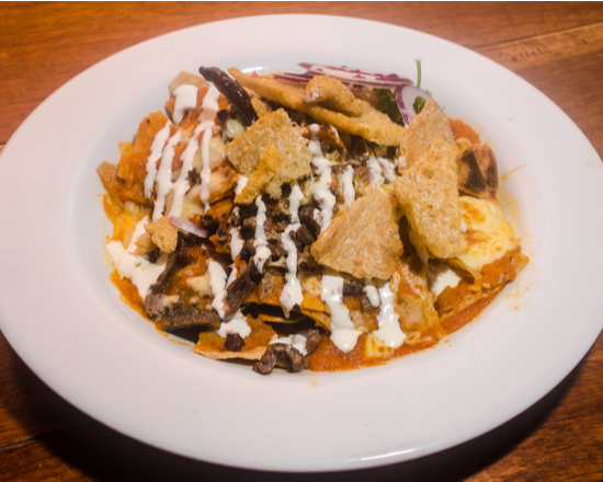 Order Steak Chilaquiles Special food online from Mexican Omelette Bar store, Woodland on bringmethat.com
