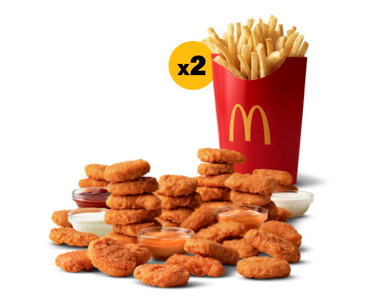 Order 40 Pc Spicy McNuggets and 2 Large Fry  food online from Mcdonald store, Bakersfield on bringmethat.com