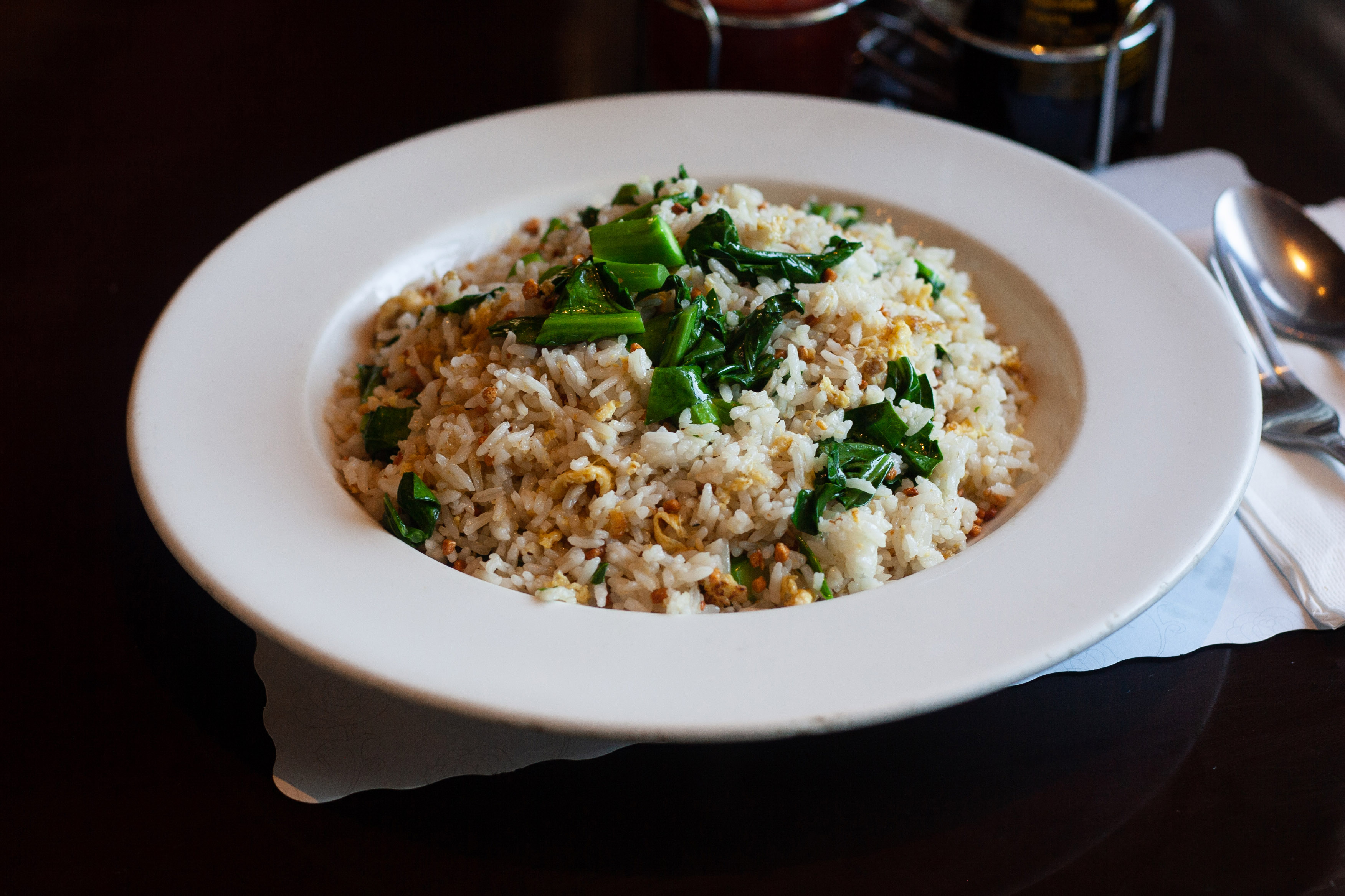 Order Roasted Garlic Egg Fried Rice food online from Ginger Cafe store, Gilroy on bringmethat.com