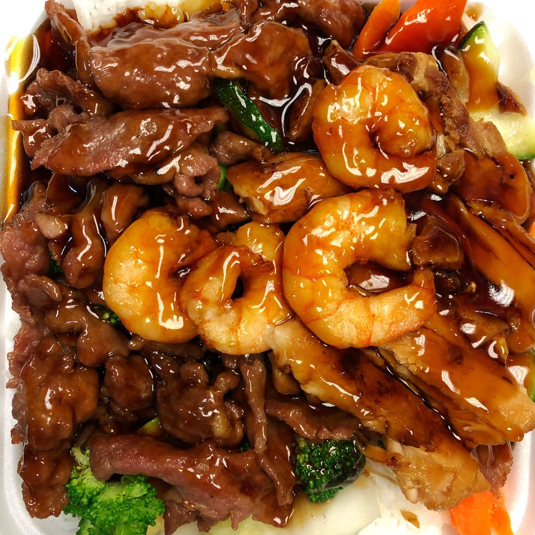 Order Combination Plate Teriyaki food online from China A Go Go store, Las Vegas on bringmethat.com