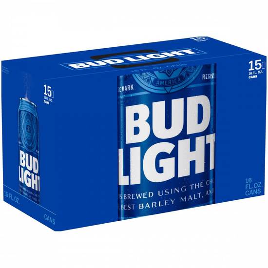 Order Bud Light Aluminium, 15pk canned beer (4.20% ABV) food online from Checkout Food Stores #47 store, Houston on bringmethat.com