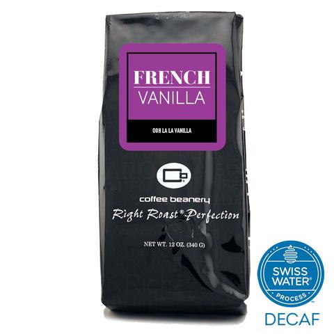 Order 12oz Whole Bean French Vanilla Swiss Water Process Flavored Decaf Coffee food online from The Coffee Beanery store, Wyomissing on bringmethat.com
