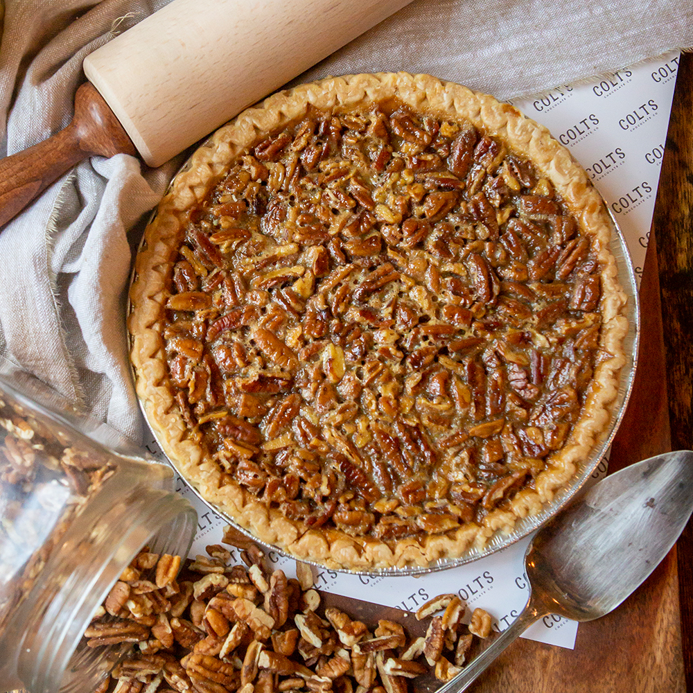 Order White Chocolate Pecan Pie food online from Colts Chocolate store, Nashville on bringmethat.com