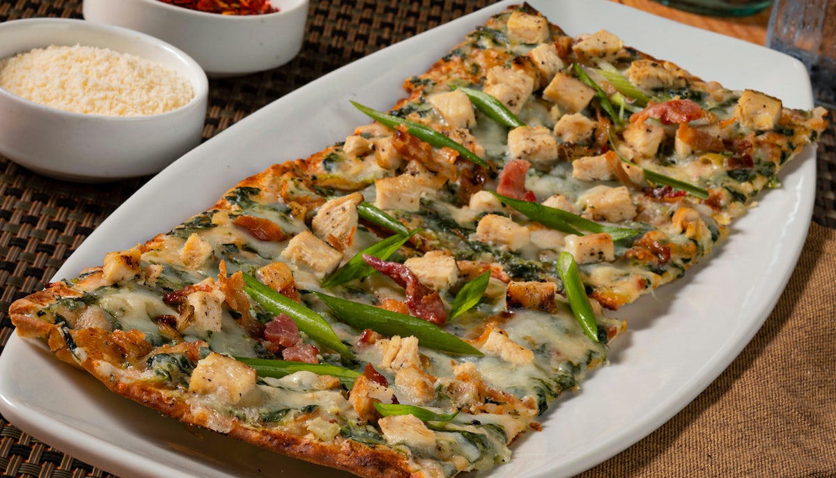 Order Chicken, Spinach & Bacon Flatbread food online from Bravo store, Pittsburgh on bringmethat.com