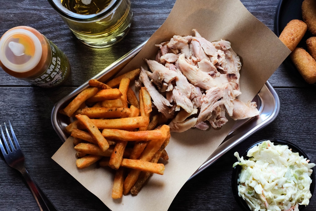Order Pulled Chicken Plate food online from Red Hot & Blue store, North Richland Hills on bringmethat.com