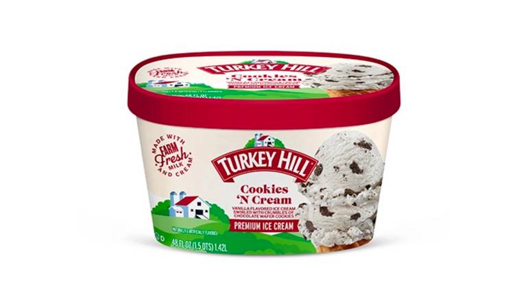 Order Turkey Hill Cookies N' Cream 48oz food online from Quickchek store, Bayville on bringmethat.com
