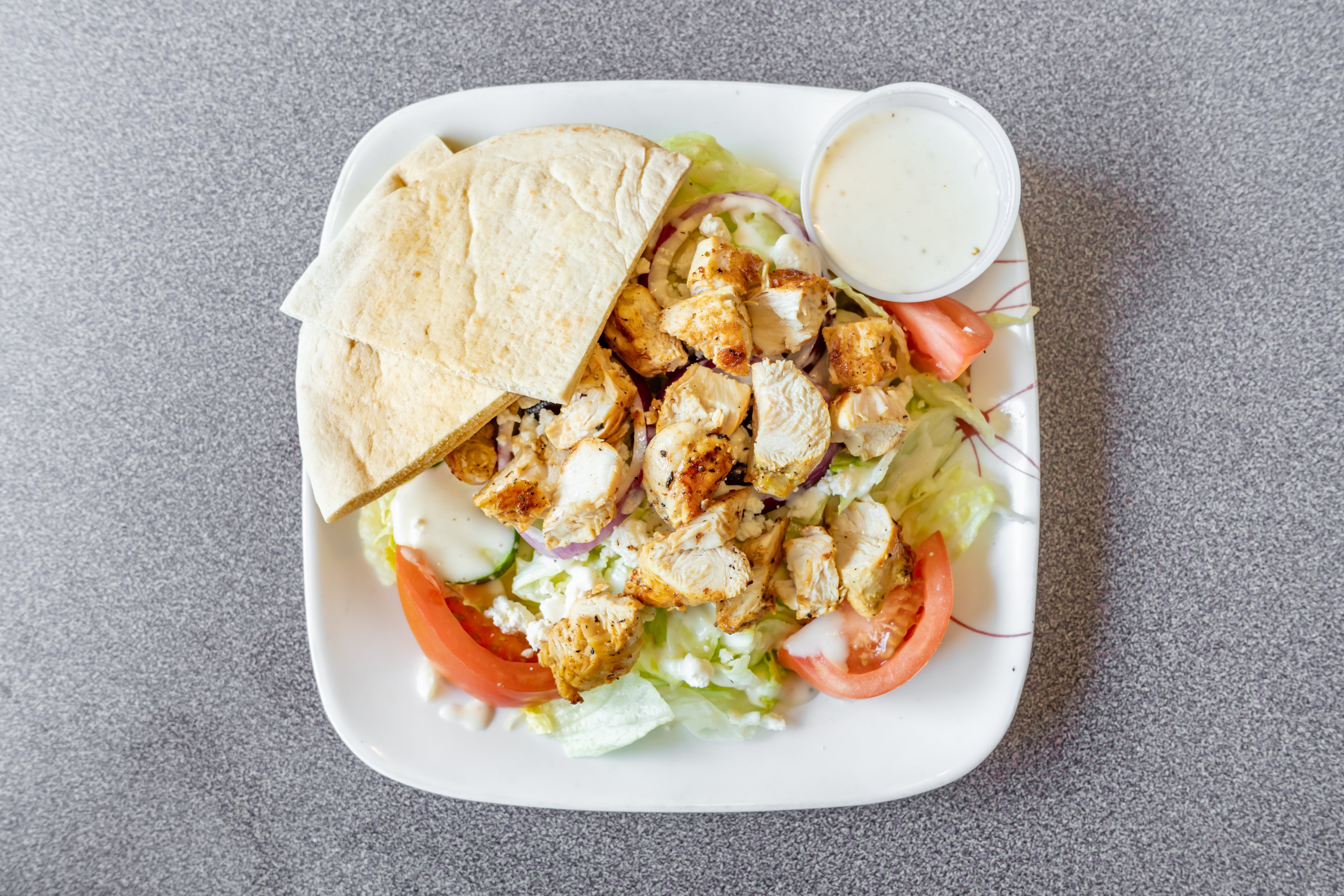 Order Chicken Kabob Salad - Salad food online from Arlington House of Pizza store, Arlington on bringmethat.com