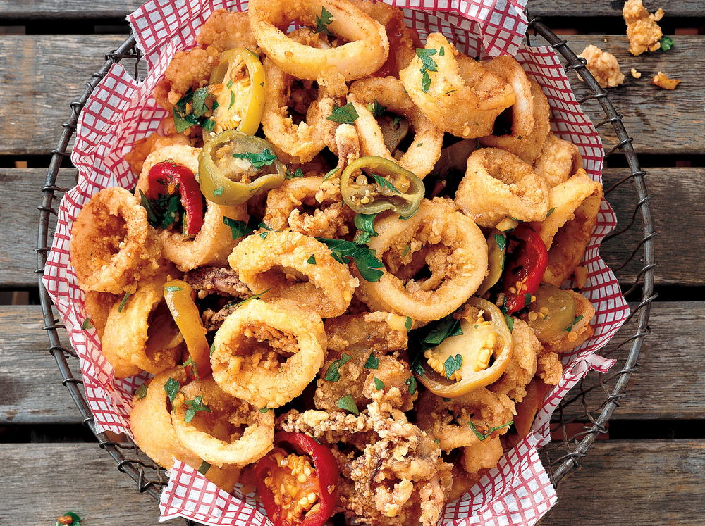 Order A7. Fried Calamari  food online from Happy Cafe store, Denver on bringmethat.com
