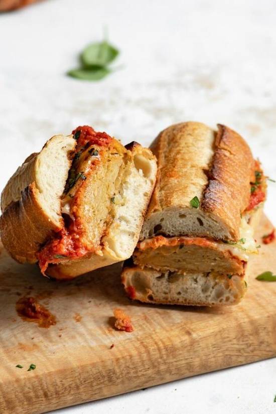Order Plant-Based Chicken Parm Sub food online from Bozzellis Italian Deli store, Lee on bringmethat.com