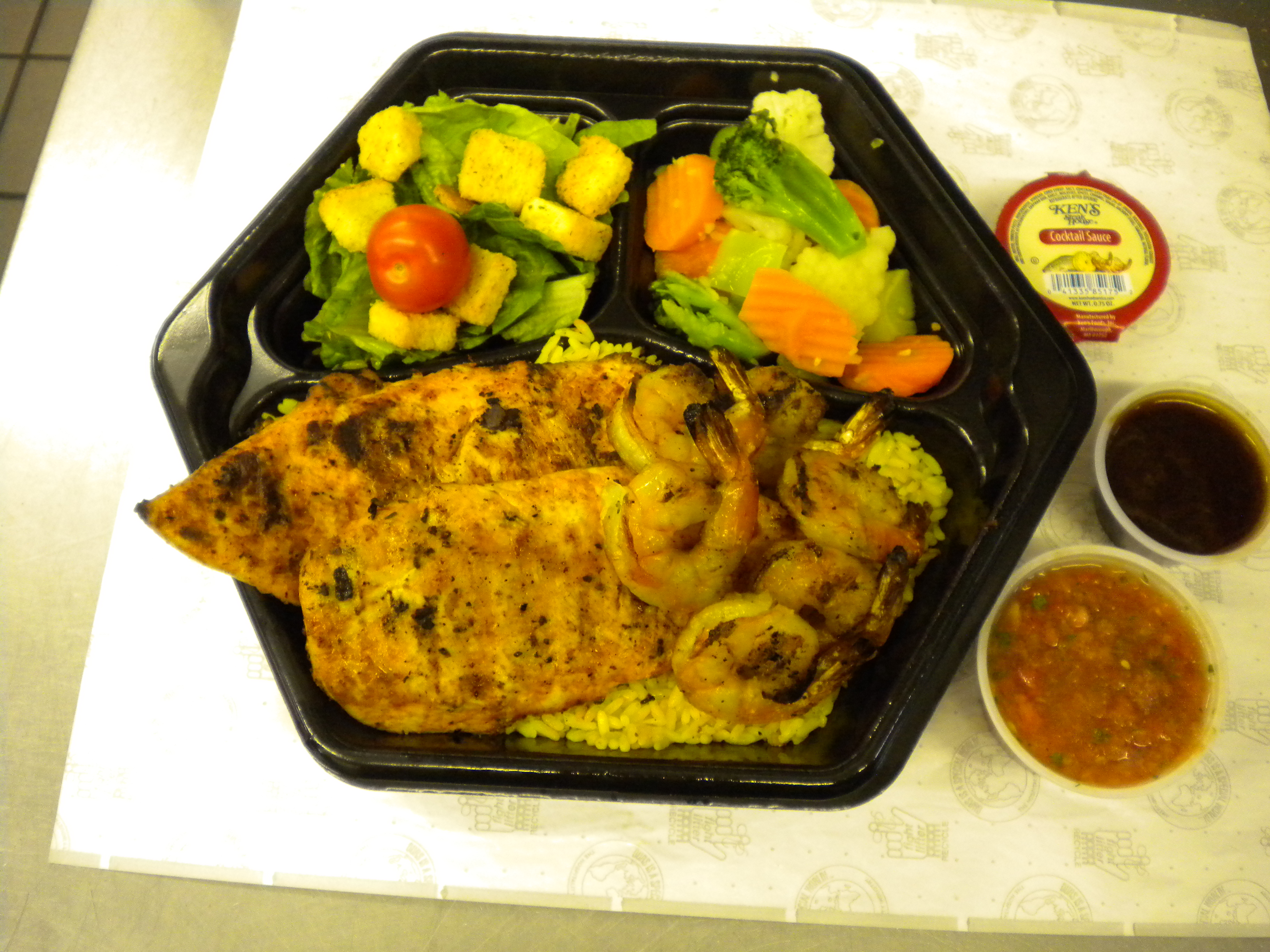 Order P6. Grilled Shrimp and Chicken Breast Signature Platter food online from Takka Grill store, Philadelphia on bringmethat.com