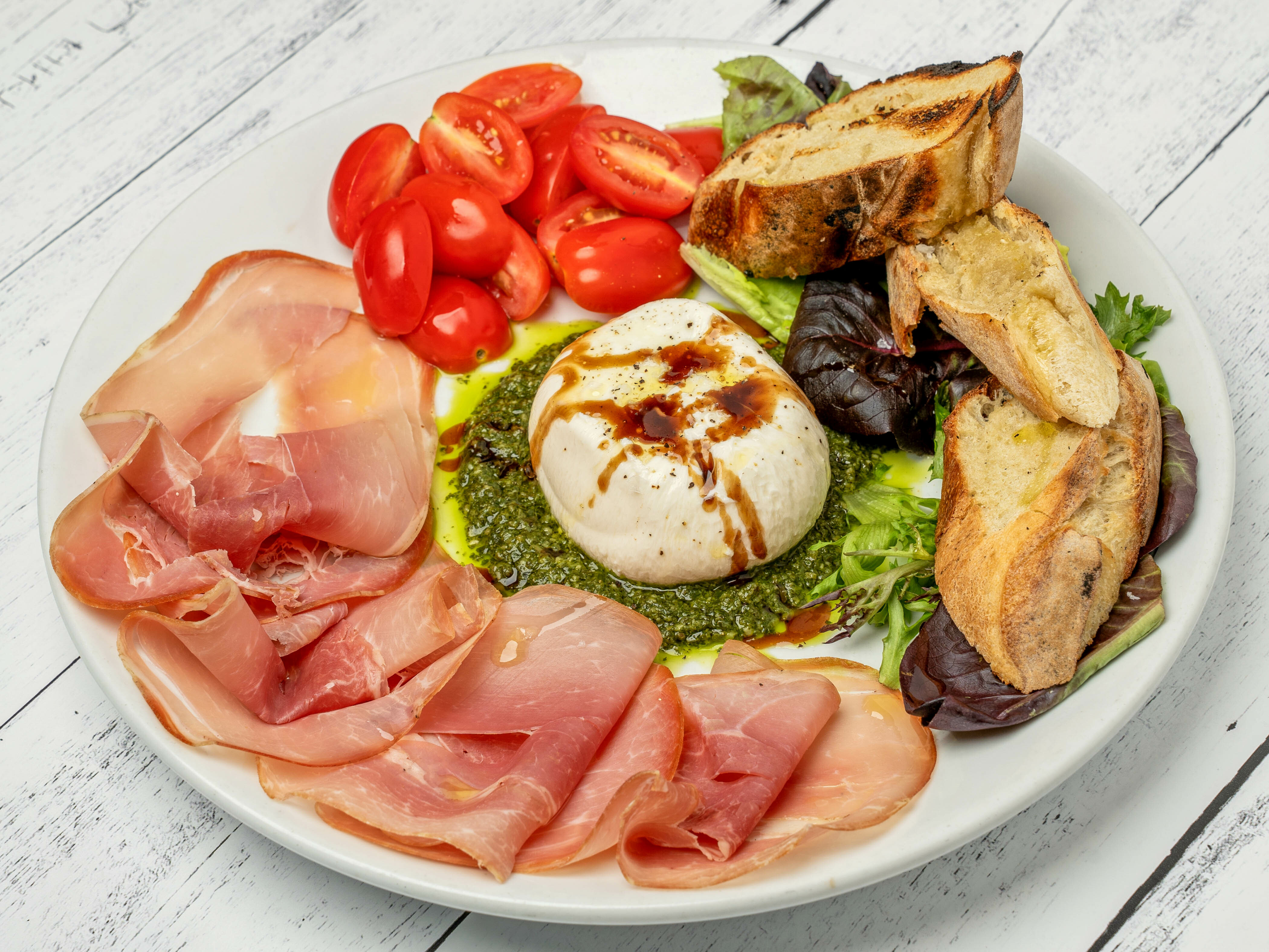 Order Burrata Plate food online from Salvatore's Restaurant store, Lawrence on bringmethat.com