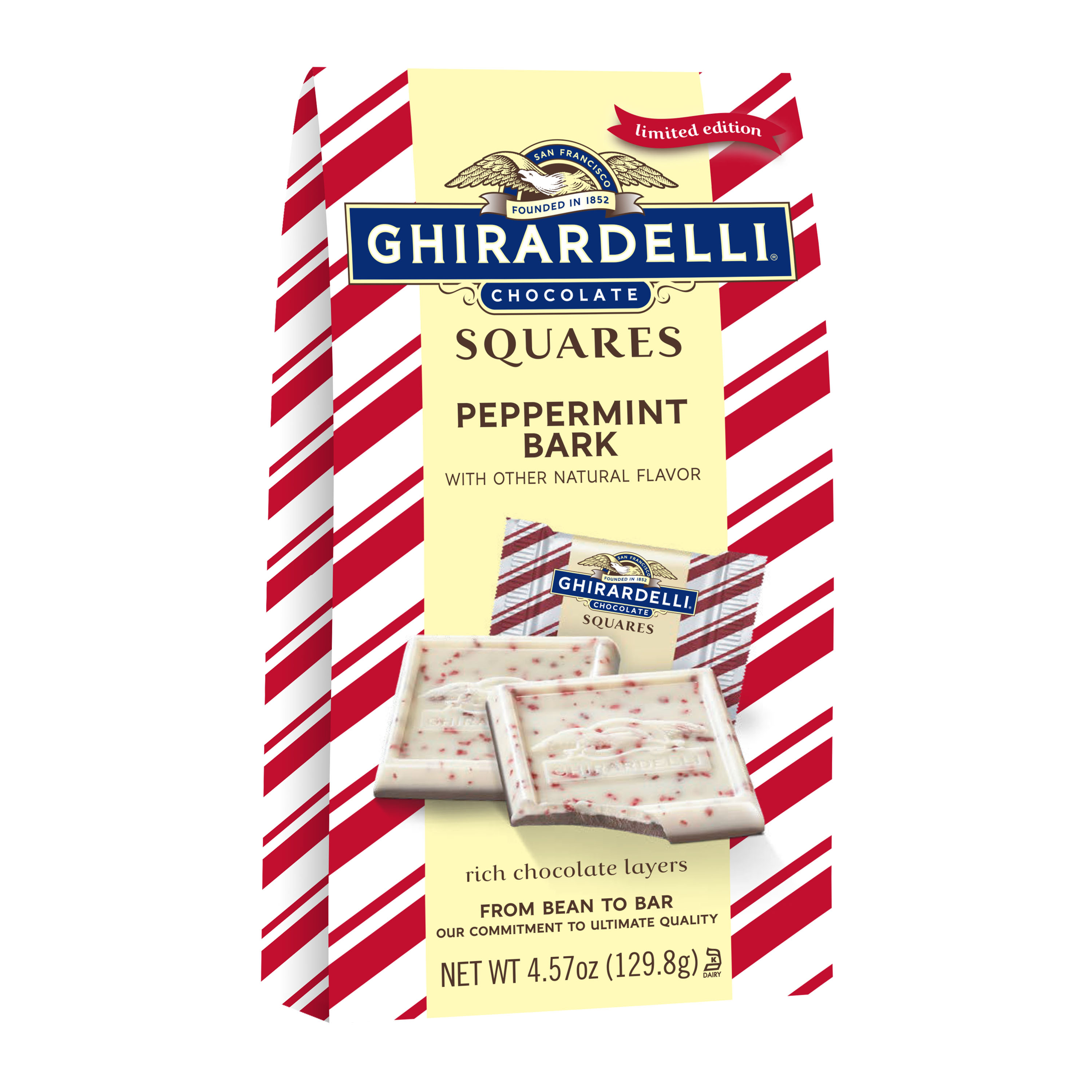 Order Ghirardelli Squares Limited Edition Peppermint Bark - 4.57 oz food online from Bartell store, Edmonds on bringmethat.com