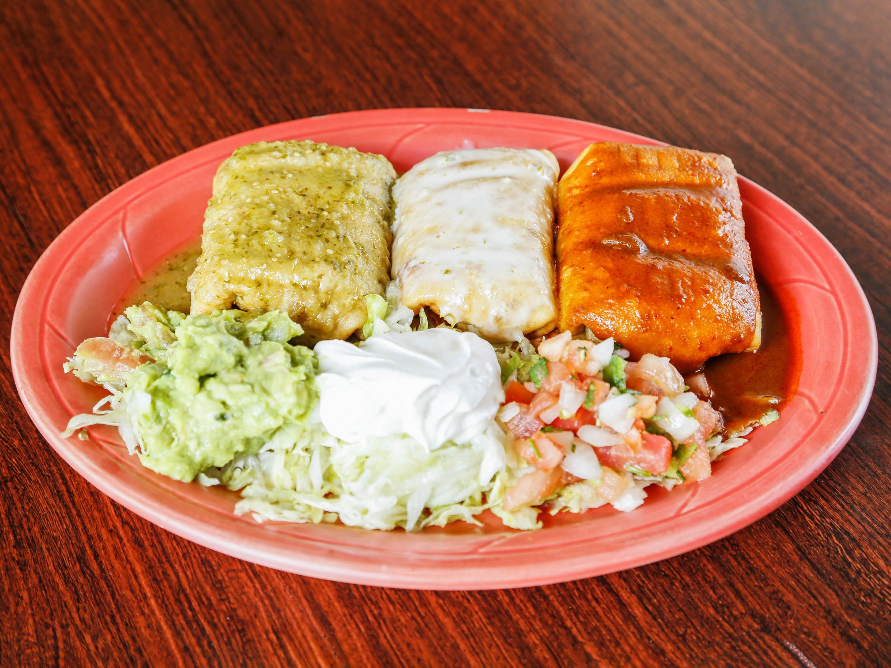 Order Trio Chimichanga food online from Los 3 Compadres store, Weldon Spring on bringmethat.com