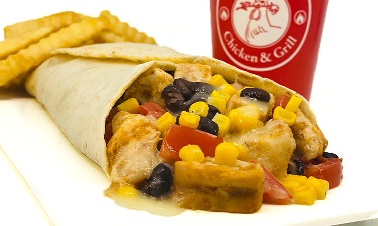 Order 7. Burrito Wrap Combo food online from La Rosa Chicken & Grill store, Tinton Falls on bringmethat.com