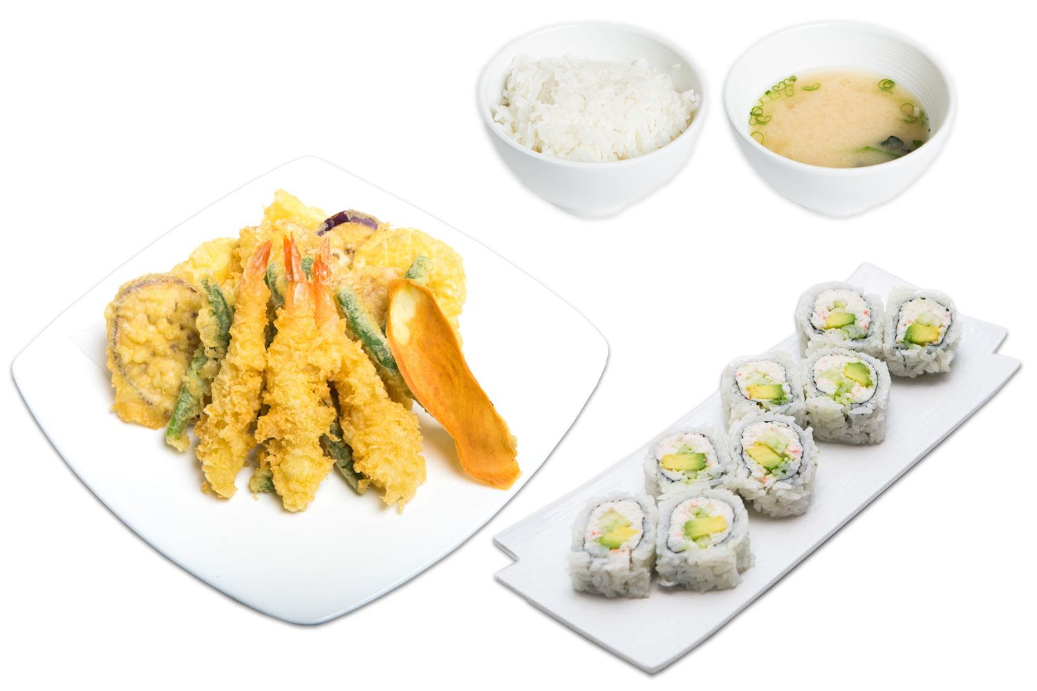 Order Shrimp and Vegetable Tempura with California Roll food online from Kaiba Japanese Restaurant store, Anaheim on bringmethat.com