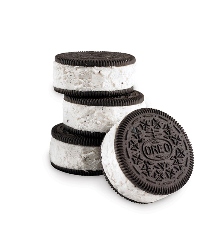 Order OREO® Ice Cream Sandwiches 4-pack – Ready Now food online from Cold Stone Creamery store, Wake Forest on bringmethat.com