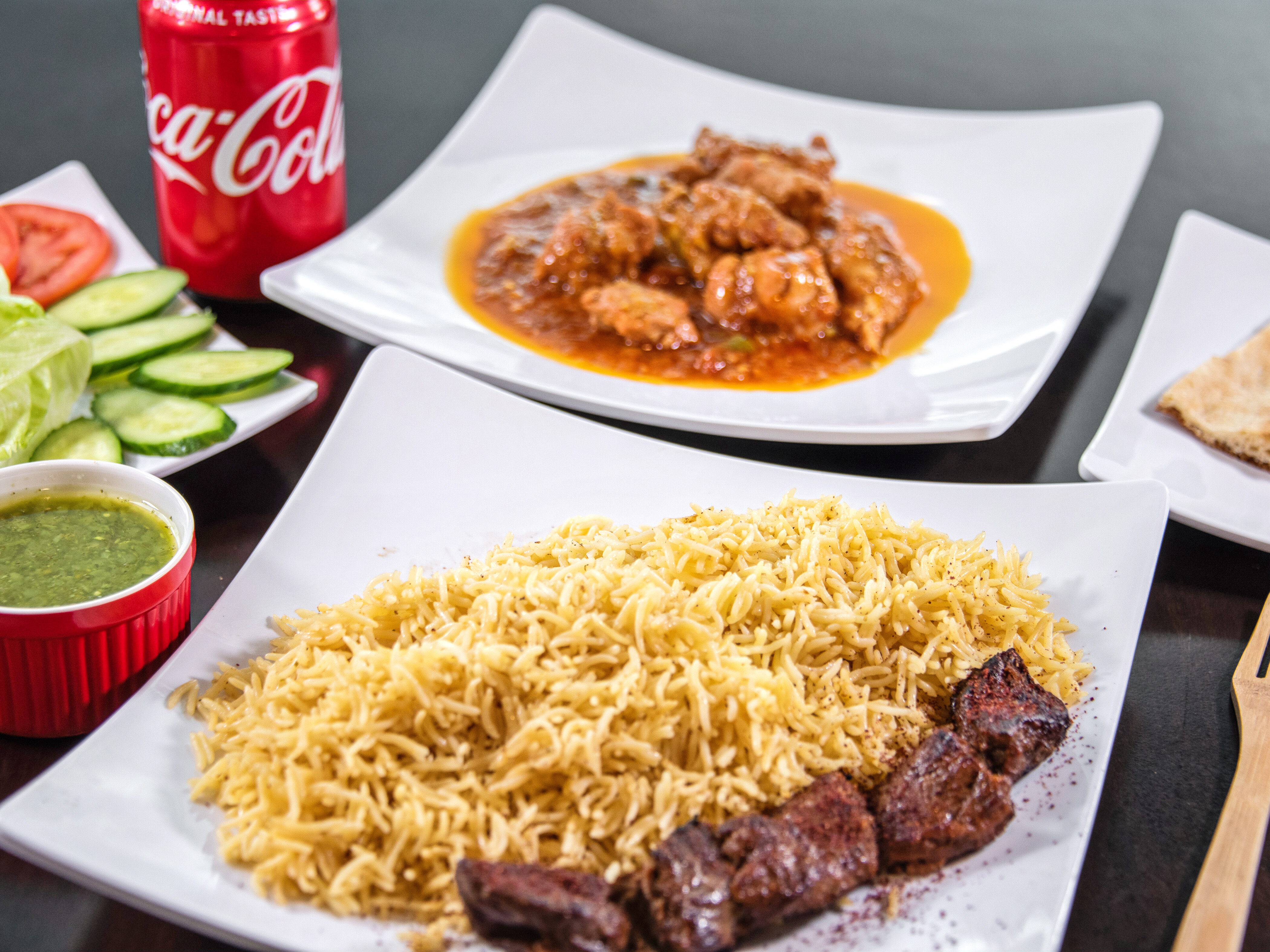 Order 1 Skewer Beef Tikka and Chicken Curry food online from Kabul Kabob House store, El Cajon on bringmethat.com
