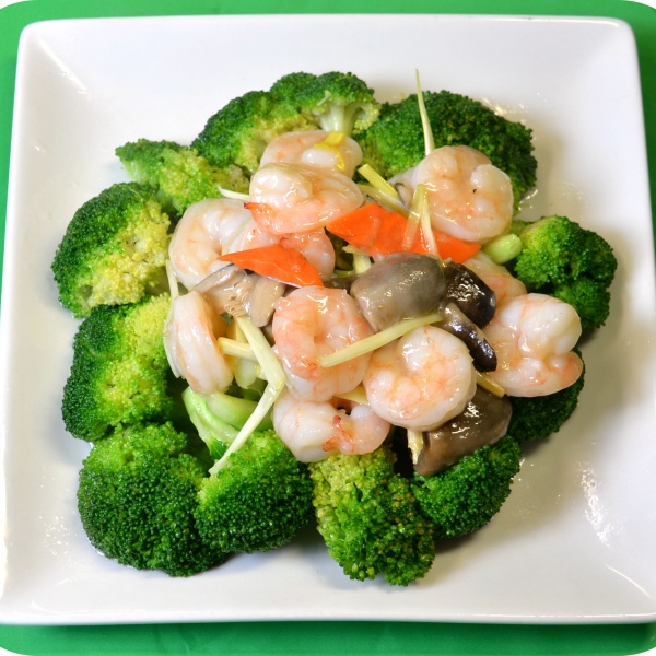 Order 509. Prawns with Broccoli food online from Fung Wong Chinese Restaurant store, Daly City on bringmethat.com