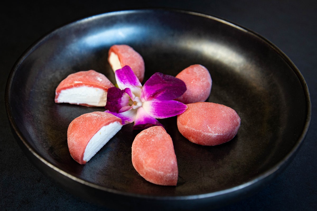 Order MOCHI ICE CREAM - LYCHEE (GF) (V) food online from Blue Sushi Sake Grill store, Lincoln on bringmethat.com