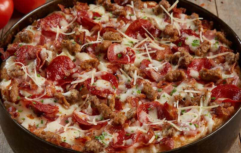Order Gourmet Five Meat Deep Dish Pizza food online from BJs Restaurant & Brewhouse store, Greenwood on bringmethat.com