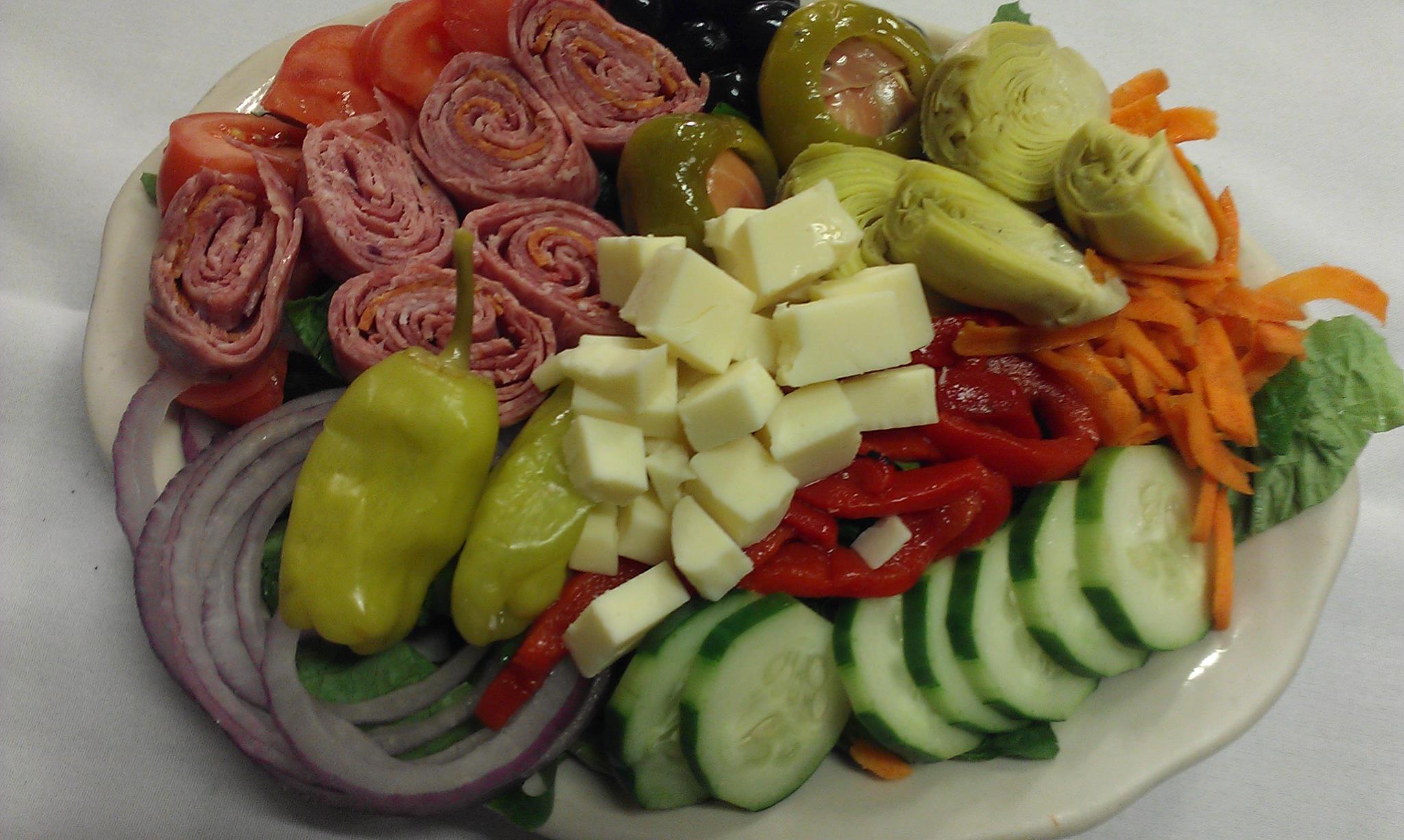 Order Antipasto Salad for 2 food online from Villa Valenti Pub and Pizzeria store, Troy on bringmethat.com