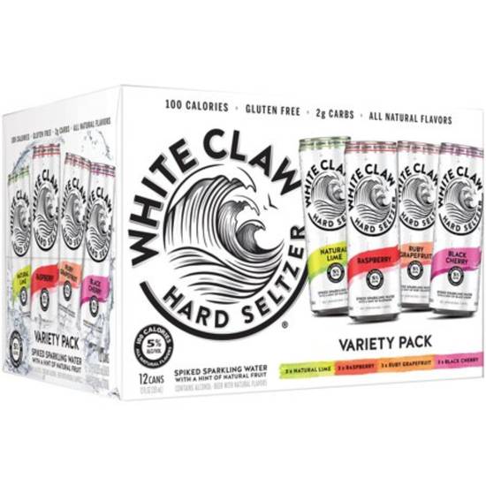 Order White Claw 12 Pack variety cans 12oz. food online from Round Up Liquor & Grocery store, Wildomar on bringmethat.com