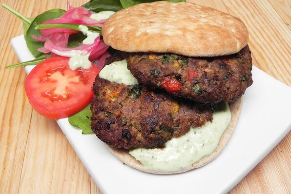 Order Chapli Kabab Burger food online from Tandoori Grill store, Columbus on bringmethat.com