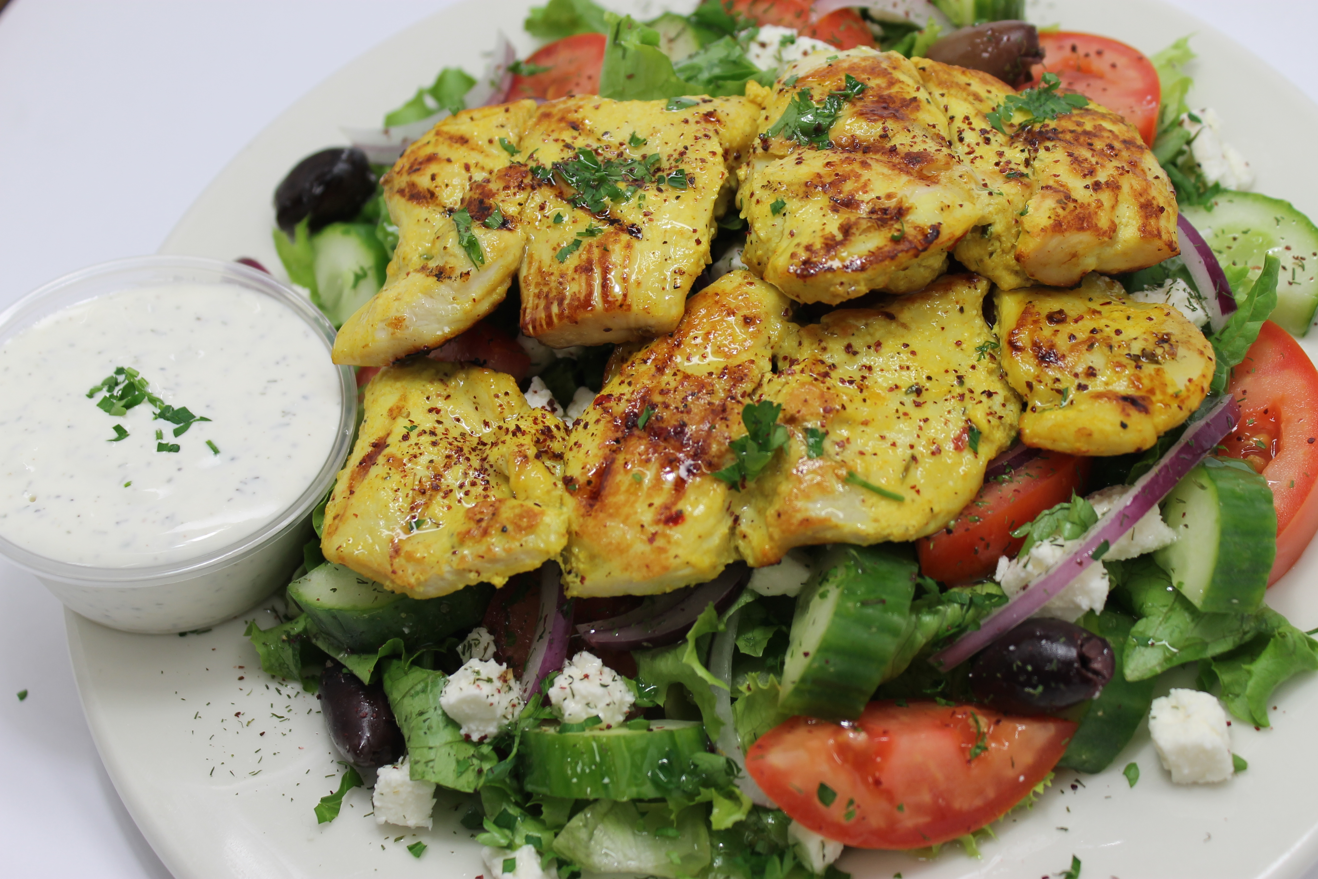 Order Grilled Chicken Salad food online from Greek Express store, Bellevue on bringmethat.com