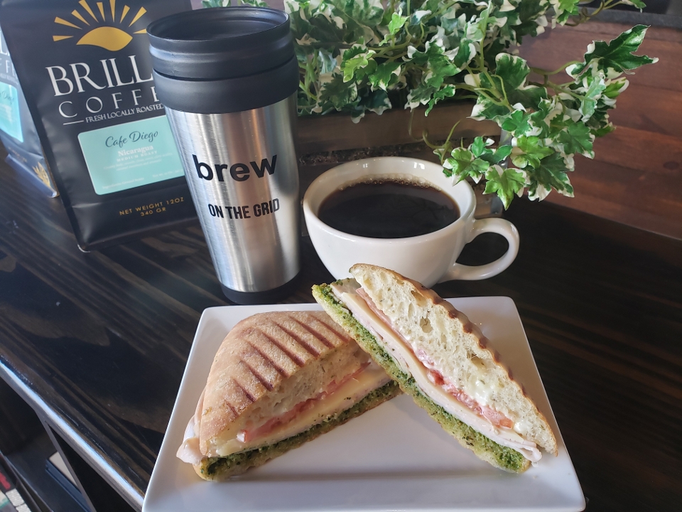 Order Turkey Pesto Panini food online from Brew on the Grid store, Worcester on bringmethat.com