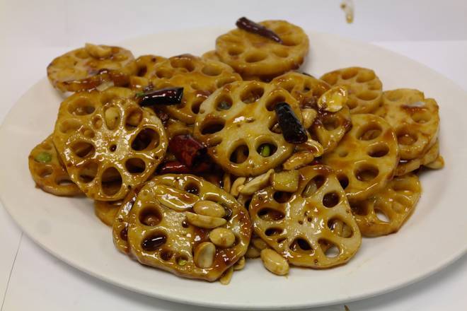 Order Lotus Root and Peanut with Dried Pepper (宫保莲藕) food online from Szechuan Gourmet store, Strongsville on bringmethat.com