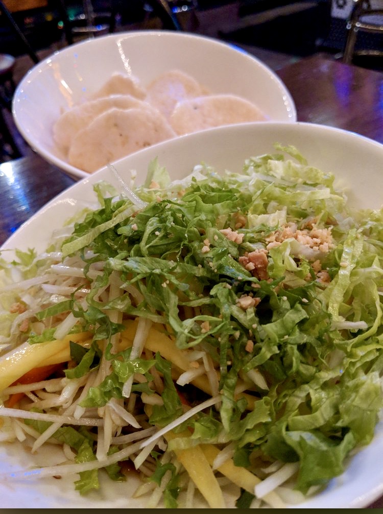 Order Refreshing Green Papaya and Mango Salad (Gỏi Xoài Đu Đủ không) food online from Hello Saigon store, New York on bringmethat.com