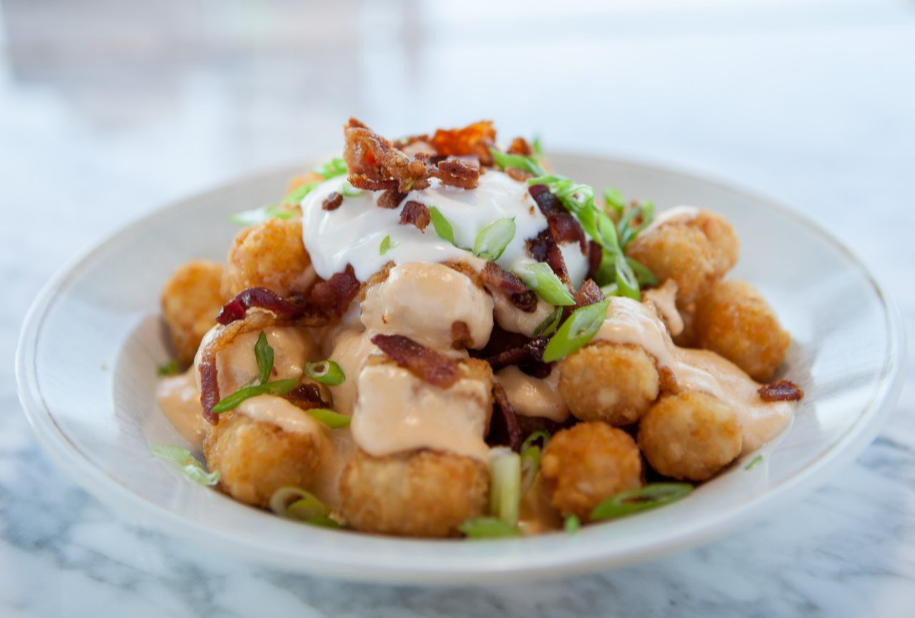 Order Loaded Tater Tots  food online from Crust Kitchen  store, San Diego on bringmethat.com