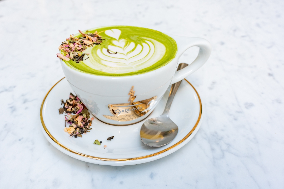 Order Strawberry Matcha Latte- HOT food online from Goddess And The Baker store, Chicago on bringmethat.com